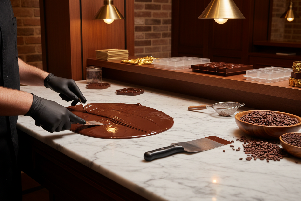 Chocolate being made