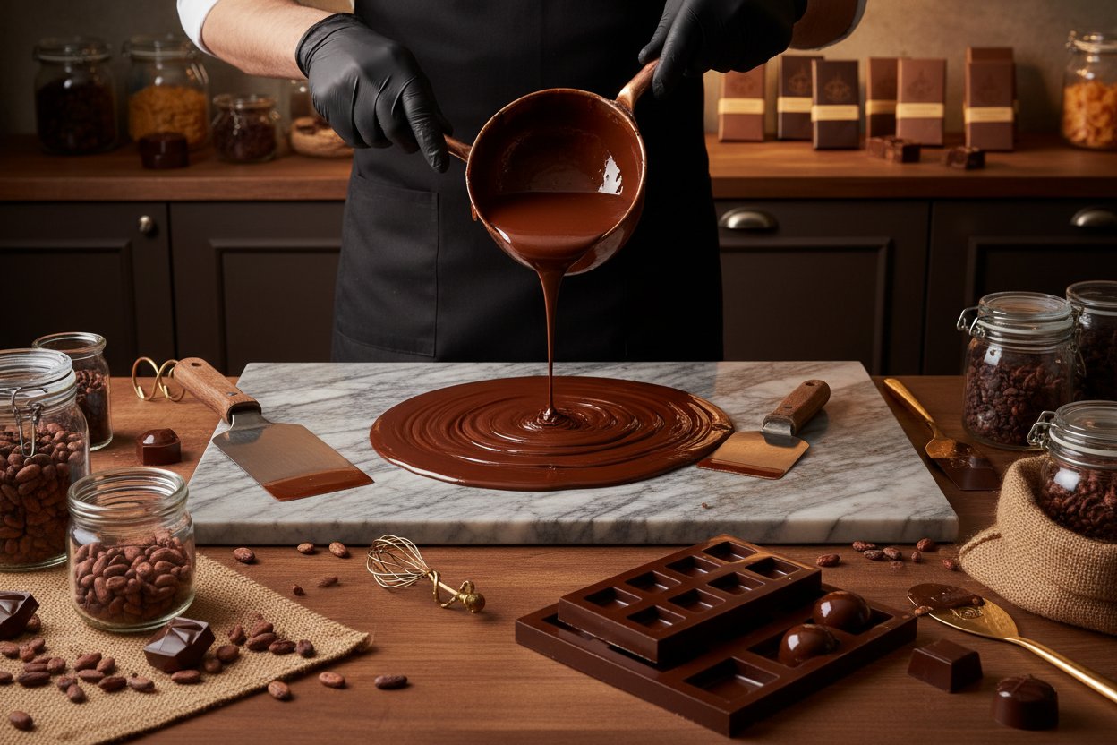 Chocolate being made