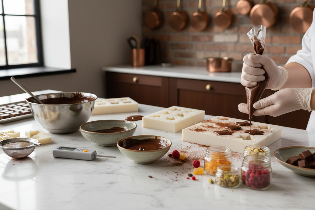 Chocolate being made