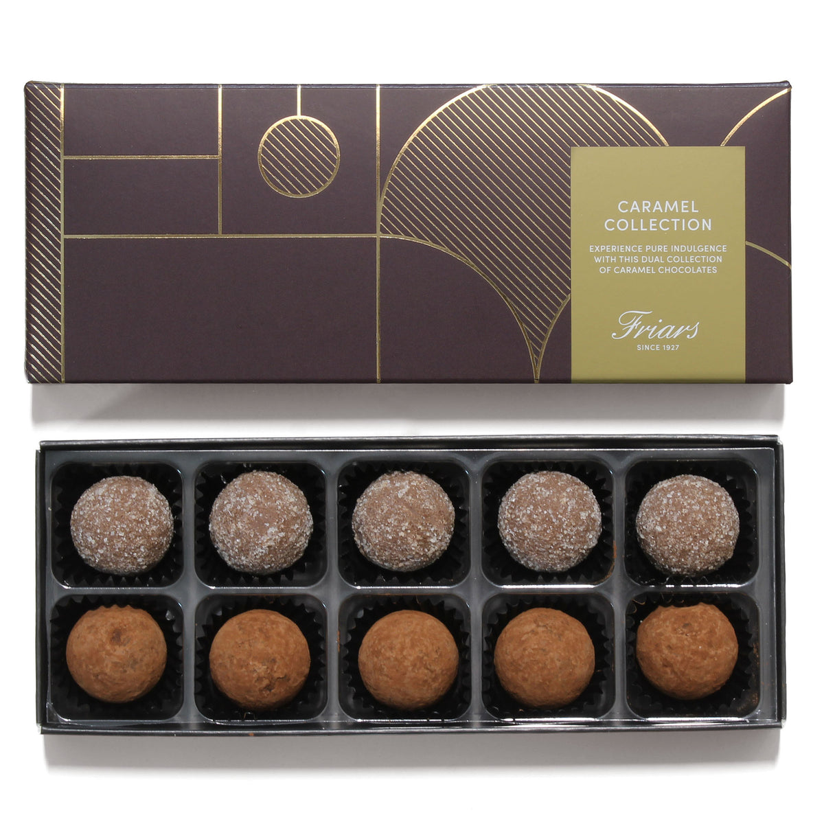 Small caramel chocolate box with 10 chocolates