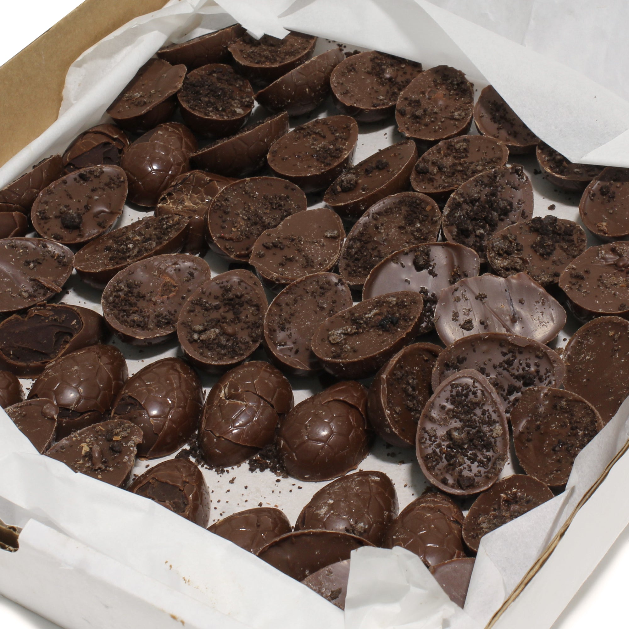 VEGAN MILK CHOCOLATE BROWNIE EASTER EGGS - OVER PRODUCTION